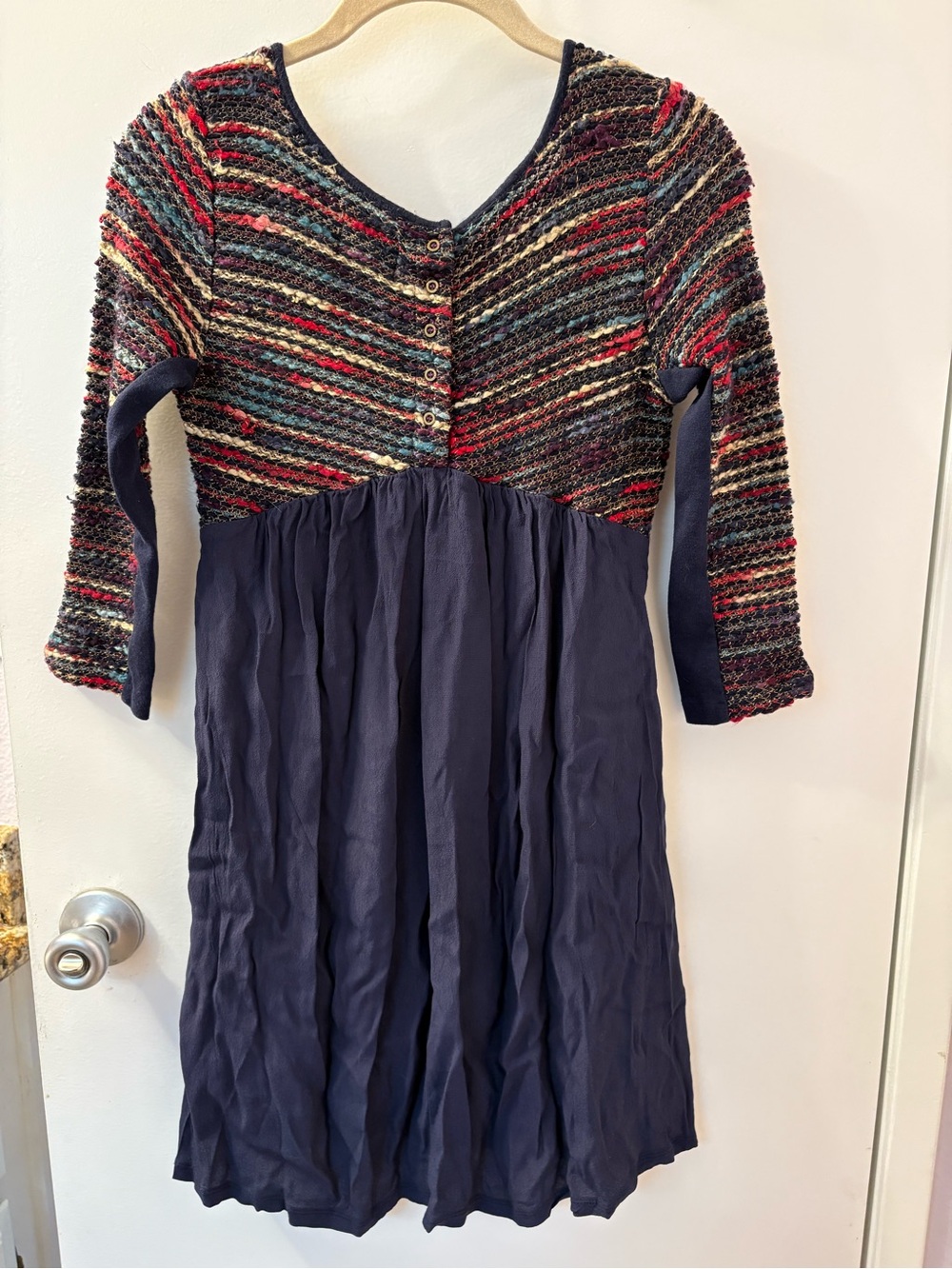Anthropologie Maeve Dress Women's XSmall Boucle Colorful Knit Pockets Navy NWOT - Picture 9 of 13